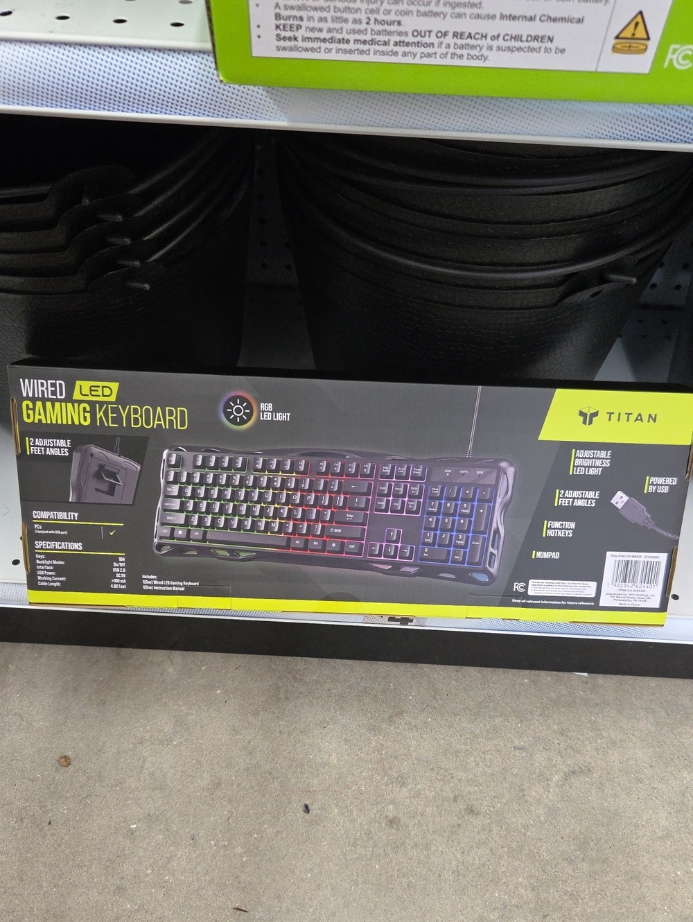 Titan RGB LED Wired Gaming Keyboard - Black with Multicolor Backlight